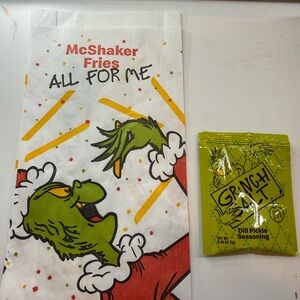 Grinch Salt Dill Pickle Seasoning with McShaker Fries Bag limited edition